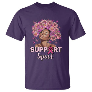 Breast Cancer Awareness T Shirt Support Squad Black Afro Women Pink Ribbon Sunflower TS02 Purple Printyourwear