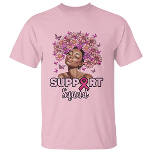 Breast Cancer Awareness T Shirt Support Squad Black Afro Women Pink Ribbon Sunflower TS02 Light Pink Printyourwear