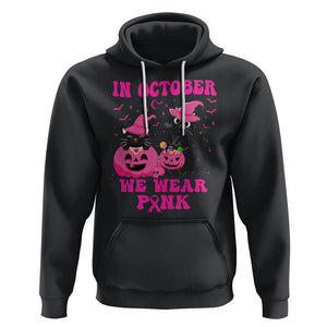 Breast Cancer Cat Hoodie In October We Wear Pink Black Cat Halloween Breast Cancer Awareness TS02 Black Printyourwear