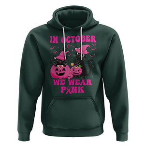 Breast Cancer Cat Hoodie In October We Wear Pink Black Cat Halloween Breast Cancer Awareness TS02 Dark Forest Green Printyourwear