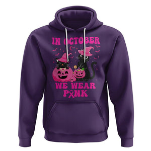 Breast Cancer Cat Hoodie In October We Wear Pink Black Cat Halloween Breast Cancer Awareness TS02 Purple Printyourwear