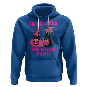 Breast Cancer Cat Hoodie In October We Wear Pink Black Cat Halloween Breast Cancer Awareness TS02 Royal Blue Printyourwear