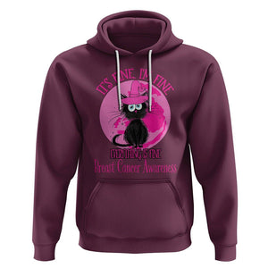 Breast Cancer Cat Hoodie It's Fine I'm Fine Everything's Fine Black Cat Breast Cancer Warrior TS02 Maroon Printyourwear