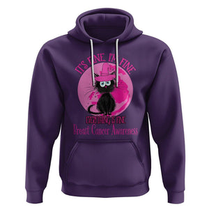 Breast Cancer Cat Hoodie It's Fine I'm Fine Everything's Fine Black Cat Breast Cancer Warrior TS02 Purple Printyourwear