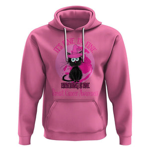 Breast Cancer Cat Hoodie It's Fine I'm Fine Everything's Fine Black Cat Breast Cancer Warrior TS02 Azalea Printyourwear