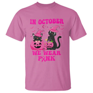 Breast Cancer Cat T Shirt In October We Wear Pink Black Cat Halloween Breast Cancer Awareness TS02 Azalea Printyourwear