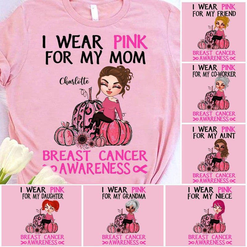 Personalized Breast Cancer T Shirts Awareness Month I Wear Pink For My Friend Sister CTM Sweater Adult Custom - Printyourwear