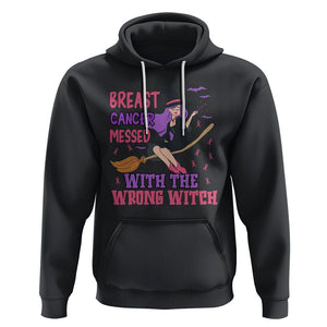 Breast Cancer Witch Hoodie Breast Cancer Messed With Wrong Witch Riding Stick Pink Ribbon Halloween Witch TS02 Black Printyourwear