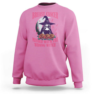 Breast Cancer Witch Sweatshirt Breast Cancer Messed With Wrong Witch Pink Ribbon Halloween Witch TS02 Azalea Printyourwear