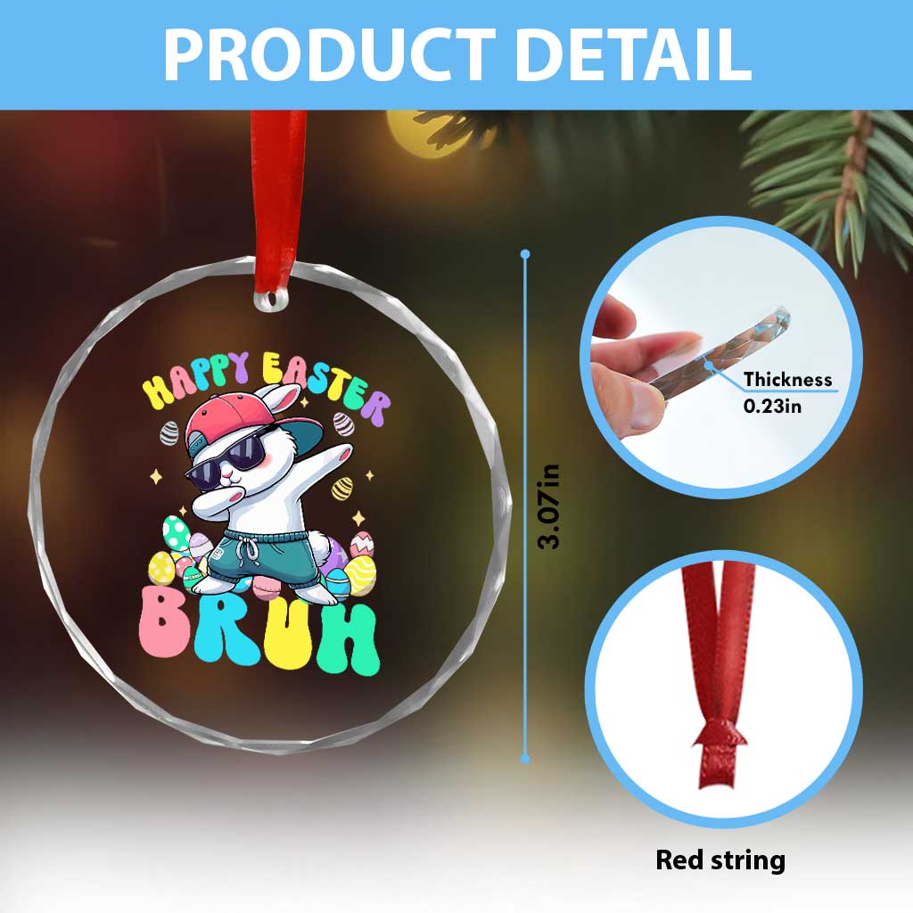 Bruh Easter Crystal Glass Ornament Funny Bunny Dab Rabbit Dance TS10 Print Your Wear