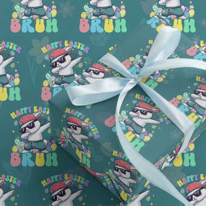 Bruh Easter Wrapping Paper Roll Funny Bunny Dab Rabbit Dance TS10 Teal Print Your Wear