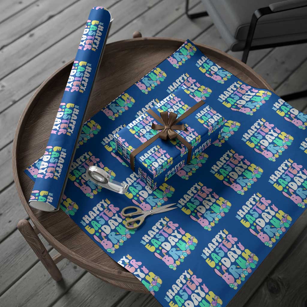Bruh Easter Wrapping Paper Roll Teens Boys Kids Cute Bunny Eggs TS10 Blue Print Your Wear