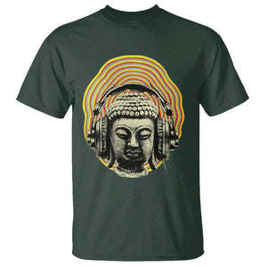 Buddhism Music Lover T Shirt Buddha Headphones Buddhist Monk DJ TS09 Dark Forest Green Printyourwear