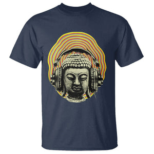 Buddhism Music Lover T Shirt Buddha Headphones Buddhist Monk DJ TS09 Navy Printyourwear