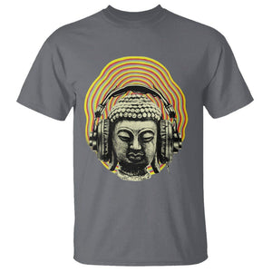 Buddhism Music Lover T Shirt Buddha Headphones Buddhist Monk DJ TS09 Charcoal Printyourwear