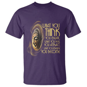 Buddhism T Shirt Law Of Attraction Spiritual Buddha What You Think You Create What You Feel You Attract What You Image You Become TS09 Purple Printyourwear