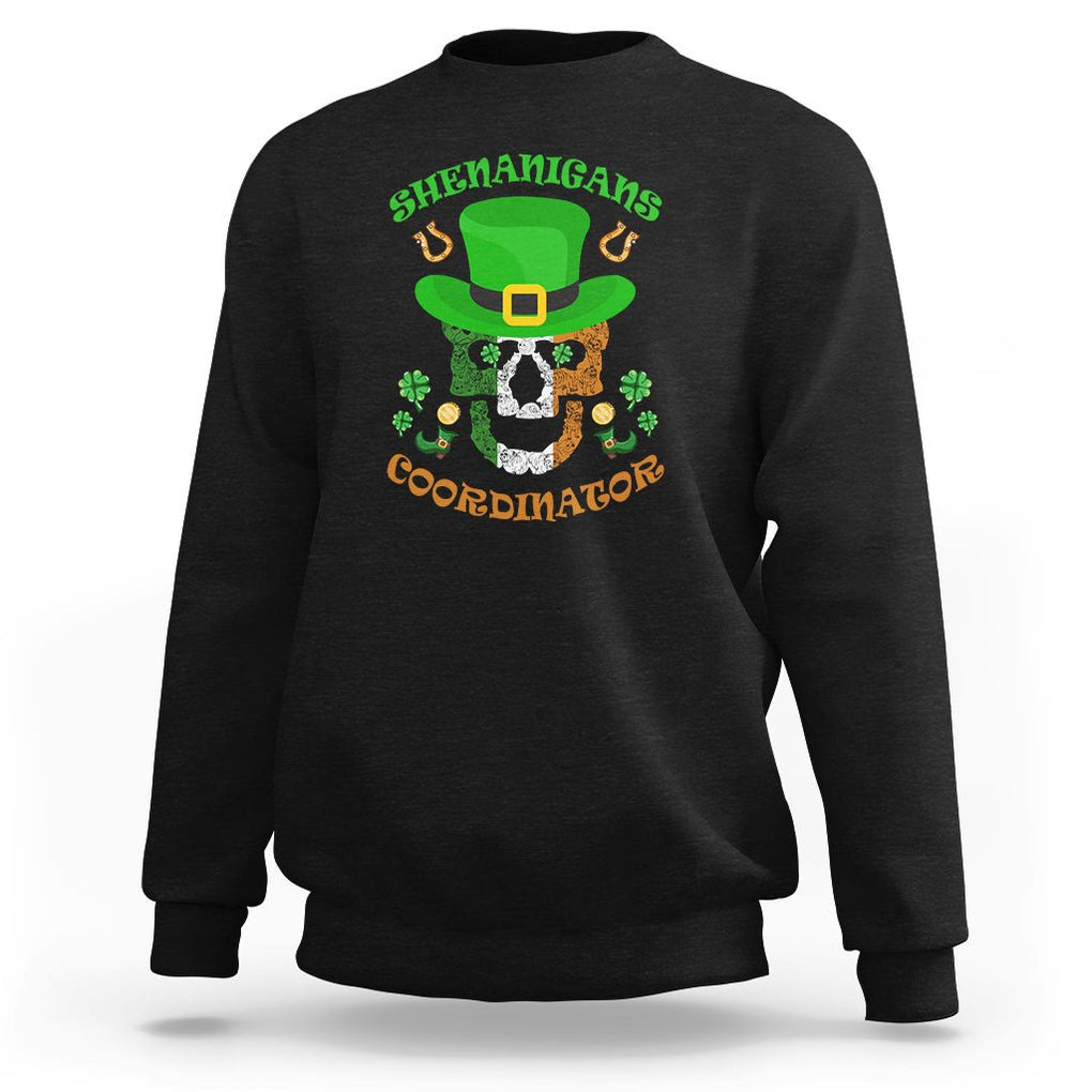 Bull Dog Skull Sweatshirt Shenanigans Coordinator St Patrick's Day TS02 Black Printyourwear