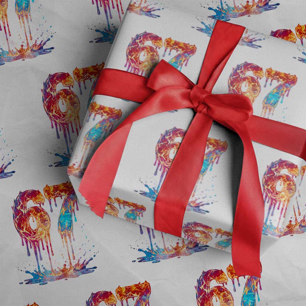 Burning Six Seven Wrapping Paper Roll Drip Fire Flame Meme TS12 White Print Your Wear