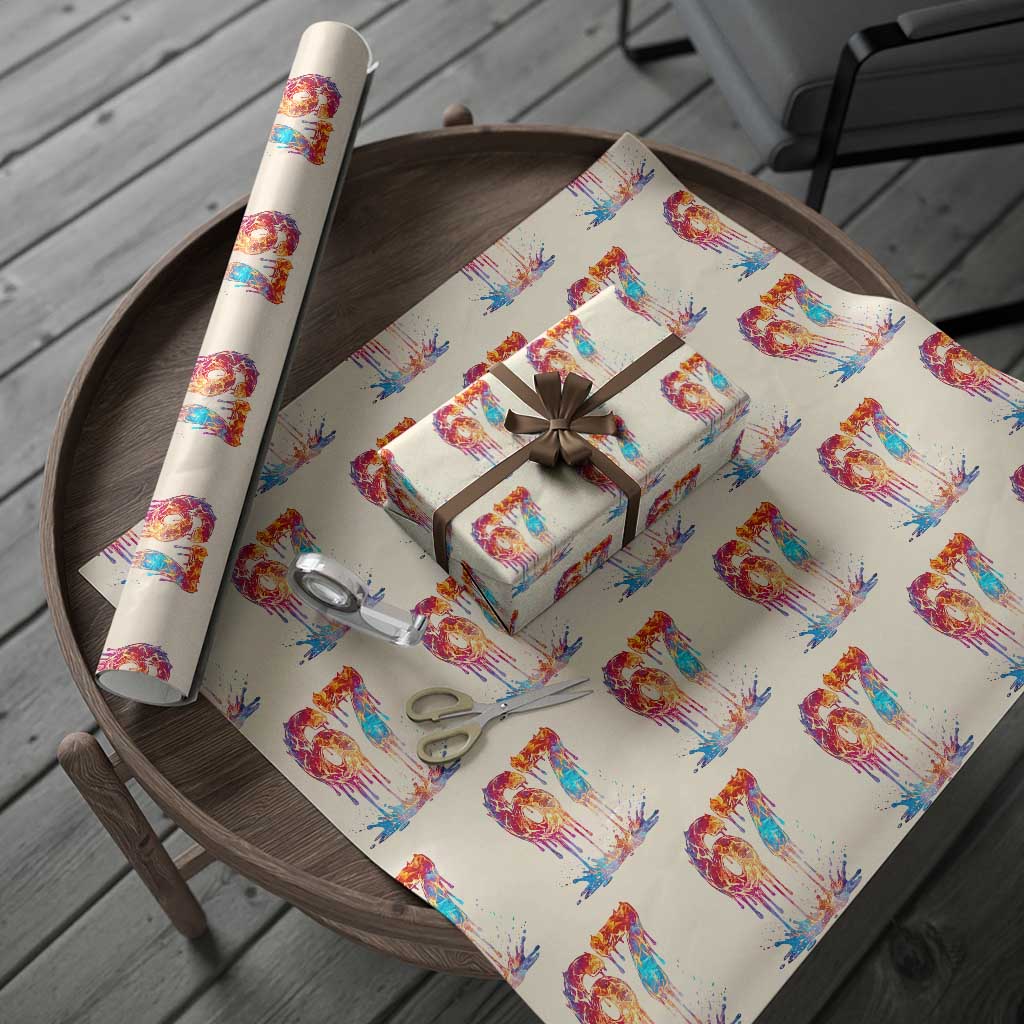 Burning Six Seven Wrapping Paper Roll Drip Fire Flame Meme TS12 Beige Print Your Wear