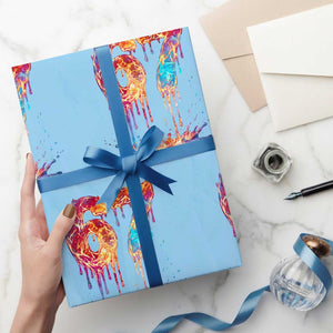 Burning Six Seven Wrapping Paper Roll Drip Fire Flame Meme TS12 Light Blue Print Your Wear