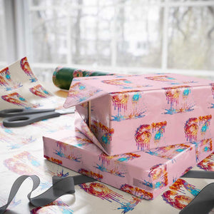 Burning Six Seven Wrapping Paper Roll Drip Fire Flame Meme TS12 Light Pink Print Your Wear