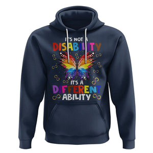 Butterfly Autism Hoodie It's Not A Disability It's A Different Ability Spectrum Rainbow Infinity TS02 Navy Printyourwear