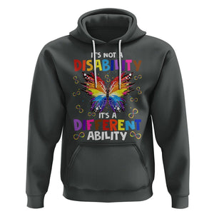 Butterfly Autism Hoodie It's Not A Disability It's A Different Ability Spectrum Rainbow Infinity TS02 Dark Heather Printyourwear