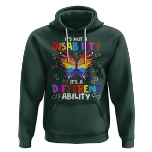 Butterfly Autism Hoodie It's Not A Disability It's A Different Ability Spectrum Rainbow Infinity TS02 Dark Forest Green Printyourwear