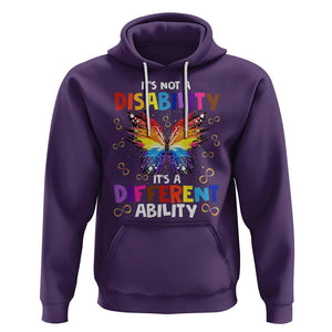 Butterfly Autism Hoodie It's Not A Disability It's A Different Ability Spectrum Rainbow Infinity TS02 Purple Printyourwear