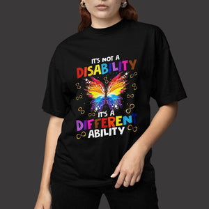 Butterfly Autism T Shirt It's Not A Disability It's A Different Ability Spectrum Rainbow Infinity TS02 Printyourwear