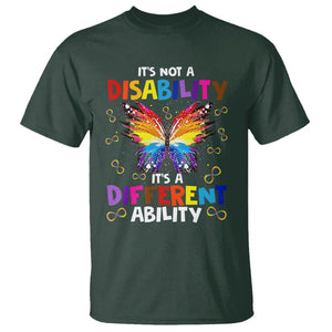 Butterfly Autism T Shirt It's Not A Disability It's A Different Ability Spectrum Rainbow Infinity TS02 Dark Forest Green Printyourwear