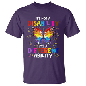 Butterfly Autism T Shirt It's Not A Disability It's A Different Ability Spectrum Rainbow Infinity TS02 Purple Printyourwear