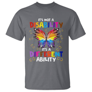 Butterfly Autism T Shirt It's Not A Disability It's A Different Ability Spectrum Rainbow Infinity TS02 Charcoal Printyourwear