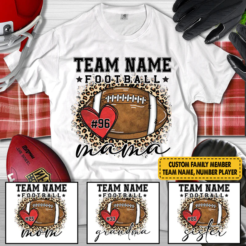 Personalized Football Mom Team Name Number Player T Shirt CTM Youth Custom - Printyourwear