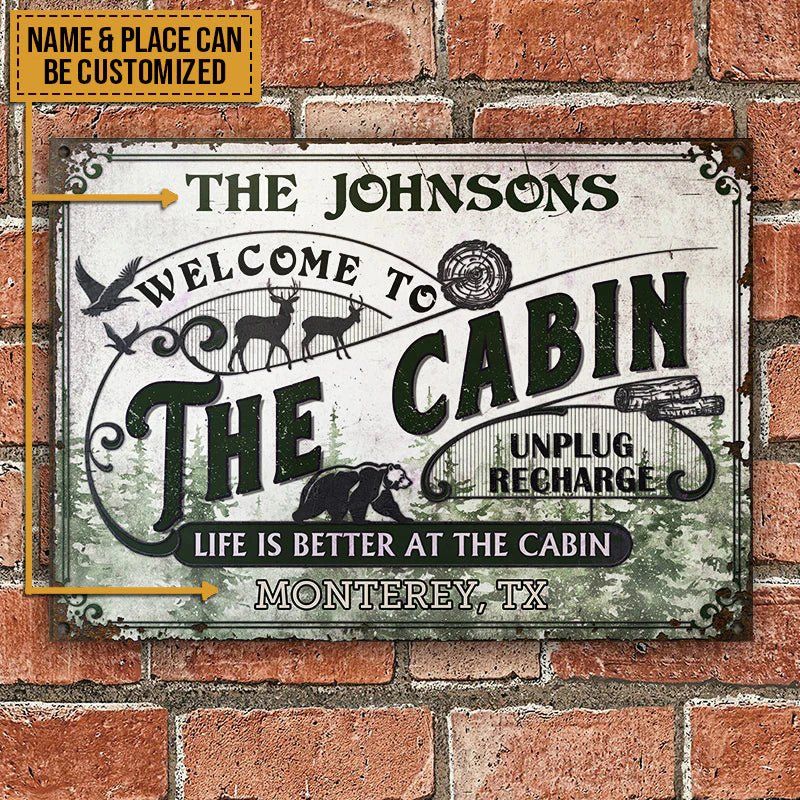 Cabin Life Is Better Personalized Metal Sign CTM One Size 24x18 inch (60.96x45.72 cm) Custom - Printyourwear