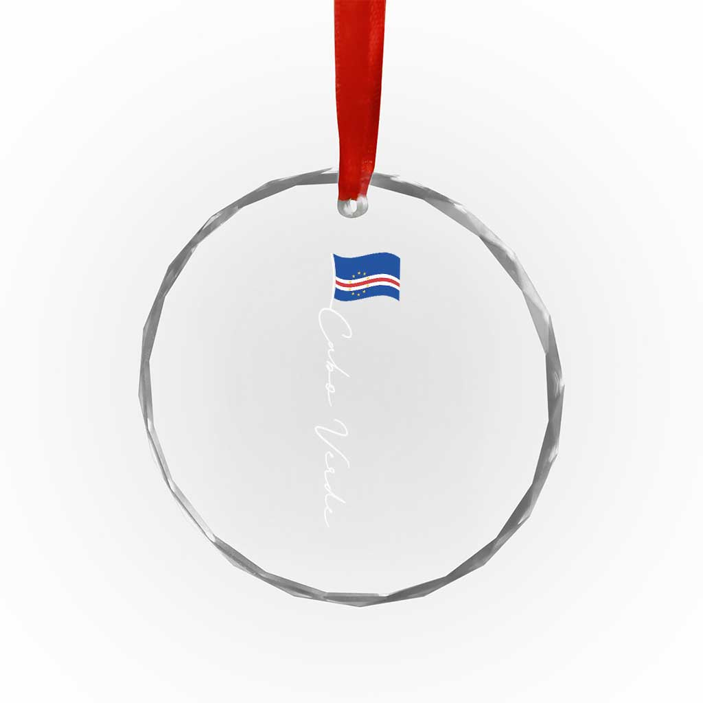 Cabo Verde Elegant Script Flag Graphic Crystal Glass Ornament Cape Verde Minimalist Cursive National Pride Gift TS02 Print Your Wear
