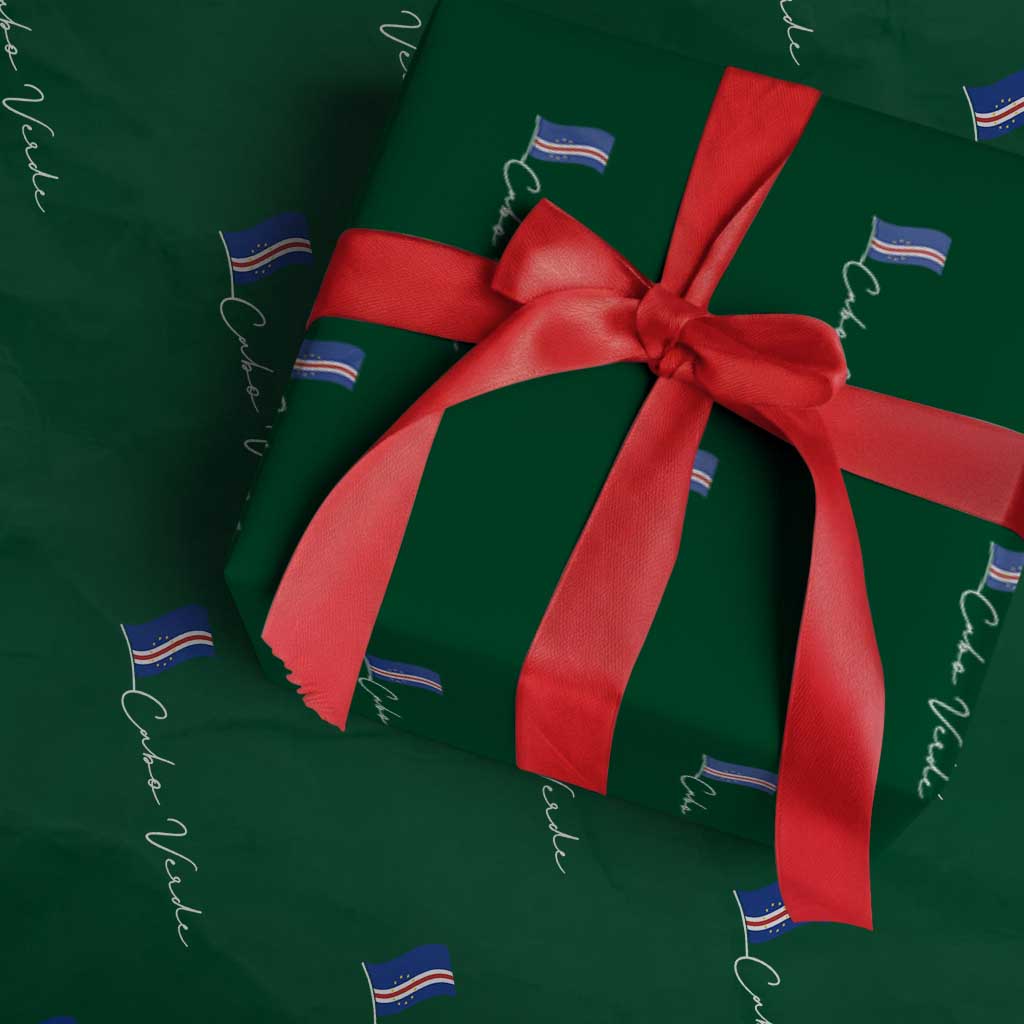 Cabo Verde Elegant Script Flag Graphic Wrapping Paper Roll Cape Verde Minimalist Cursive National Pride Gift TS02 Green Print Your Wear