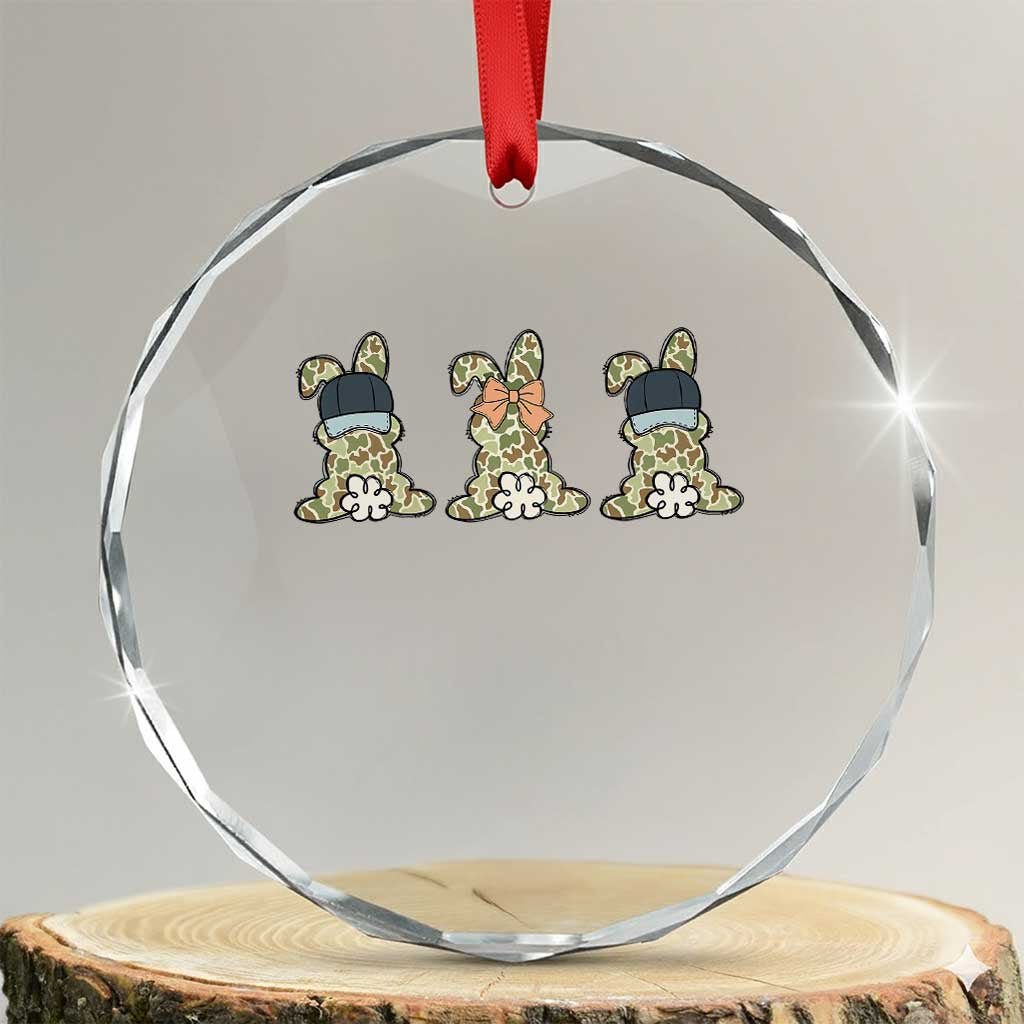 Camo Easter Bunny Crystal Glass Ornament Funny Hunter Easter Gift TS12 Transparent Glass 3'' Circle Print Your Wear