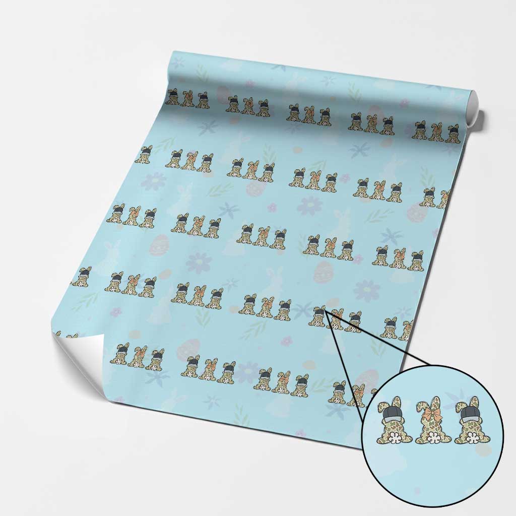 Camo Easter Bunny Wrapping Paper Roll Funny Hunter Easter Gift TS12 Light Blue Print Your Wear