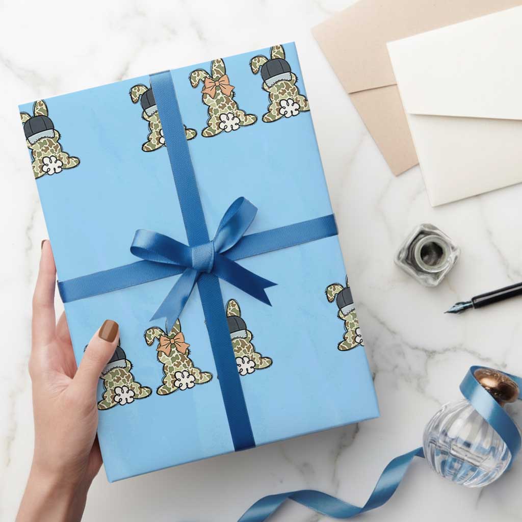Camo Easter Bunny Wrapping Paper Roll Funny Hunter Easter Gift TS12 Light Blue Print Your Wear