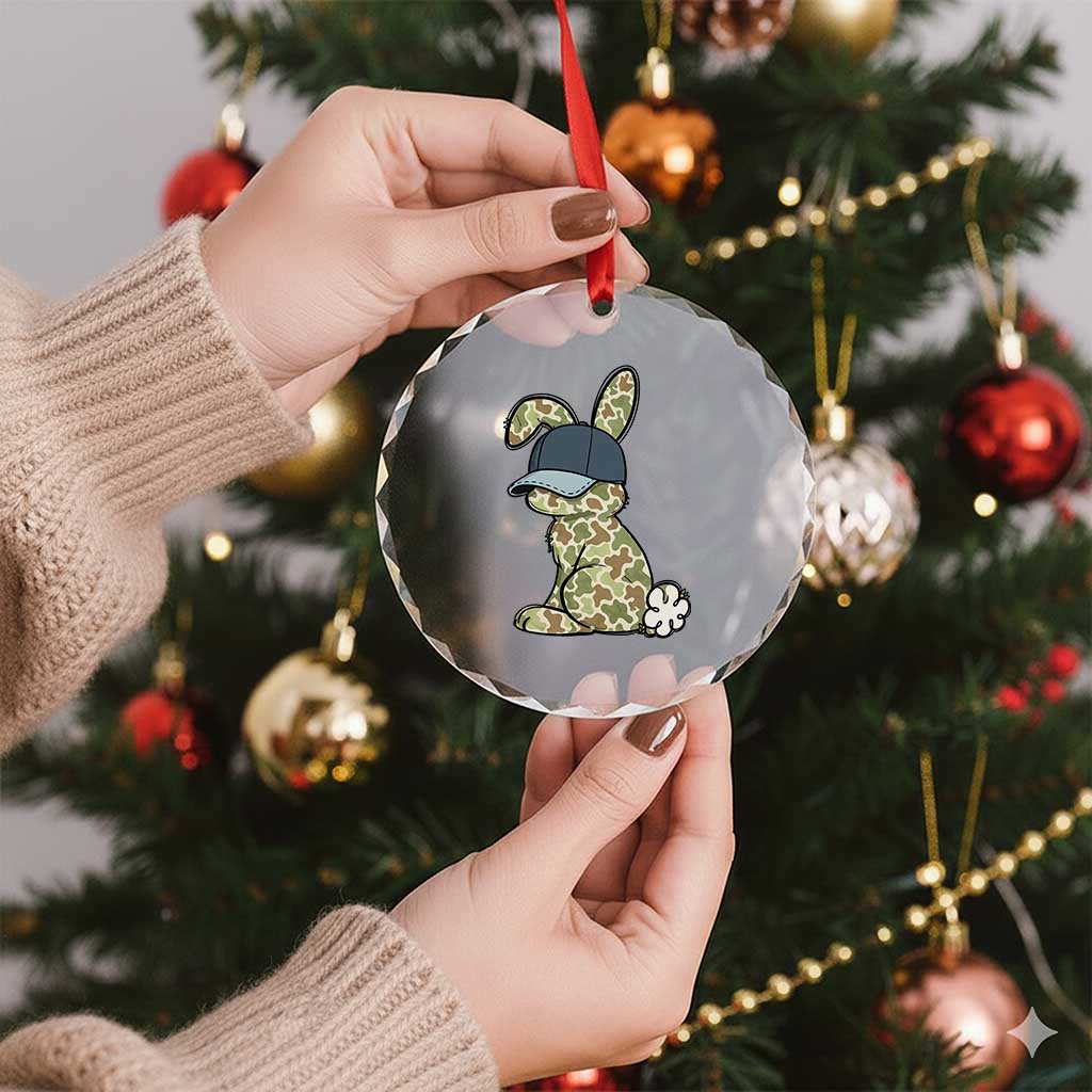 Camouflage Bunny Crystal Glass Ornament Funny Hunter Easter Gift TS12 Print Your Wear