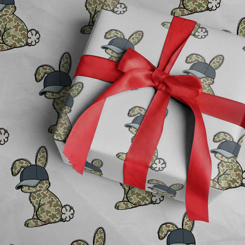 Camouflage Bunny Wrapping Paper Roll Funny Hunter Easter Gift TS12 White Print Your Wear