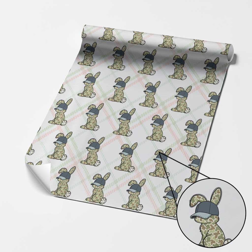 Camouflage Bunny Wrapping Paper Roll Funny Hunter Easter Gift TS12 Christmas Plaid Print Your Wear