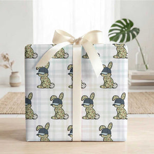 Camouflage Bunny Wrapping Paper Roll Funny Hunter Easter Gift TS12 White Plaid Print Your Wear