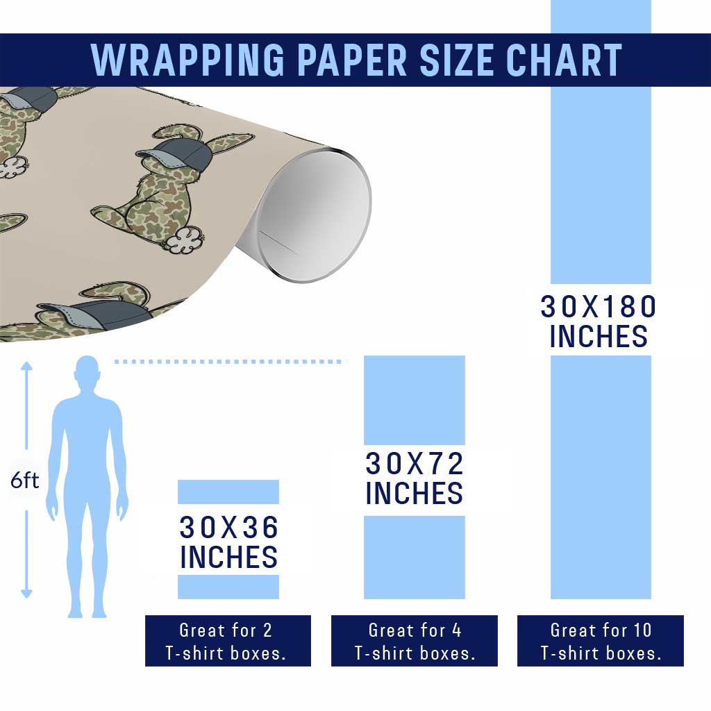 Camouflage Bunny Wrapping Paper Roll Funny Hunter Easter Gift TS12 Print Your Wear