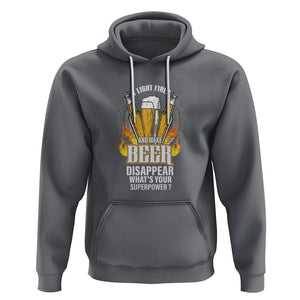 Camping Hoodie I Light Fires And Make Beer Disappear What's Your Superpower TS09 Charcoal Printyourwear