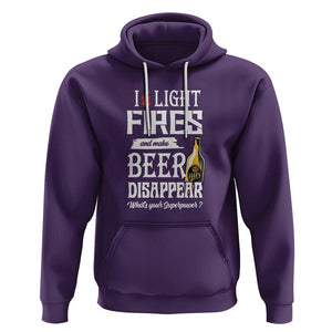 Camping Hoodie I Light Fires And Make Beer Disappear What's Your Superpower TS09 Purple Printyourwear