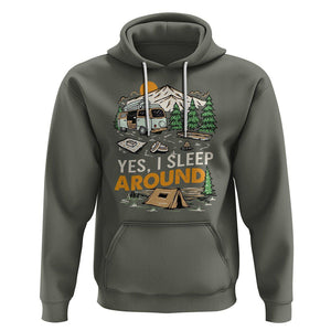 Camping Hoodie Yep I Sleep Around Campers TS09 Military Green Printyourwear