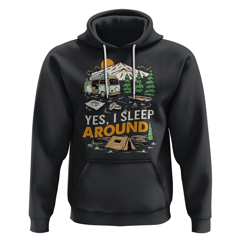 Camping Hoodie Yep I Sleep Around Campers TS09 Black Printyourwear