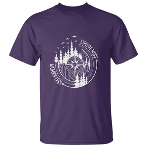 Camping Lover T Shirt Explore More Worry Less Adventure Outdoor Hiking Mountains Climber TS09 Purple Printyourwear